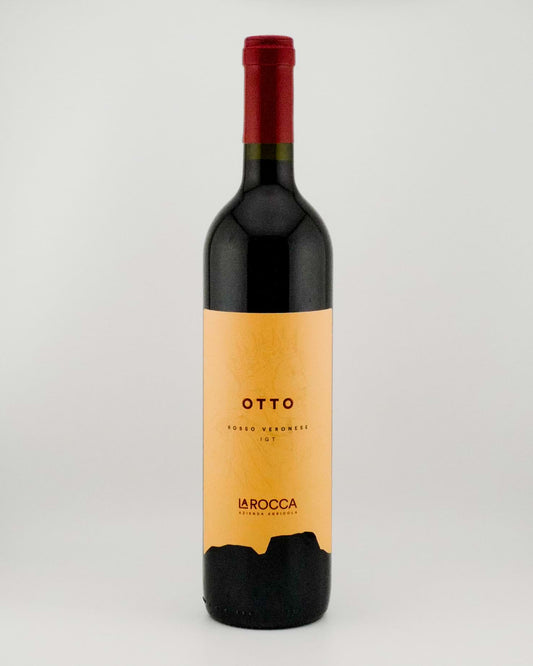 Otto red wine from Verona on a white background
