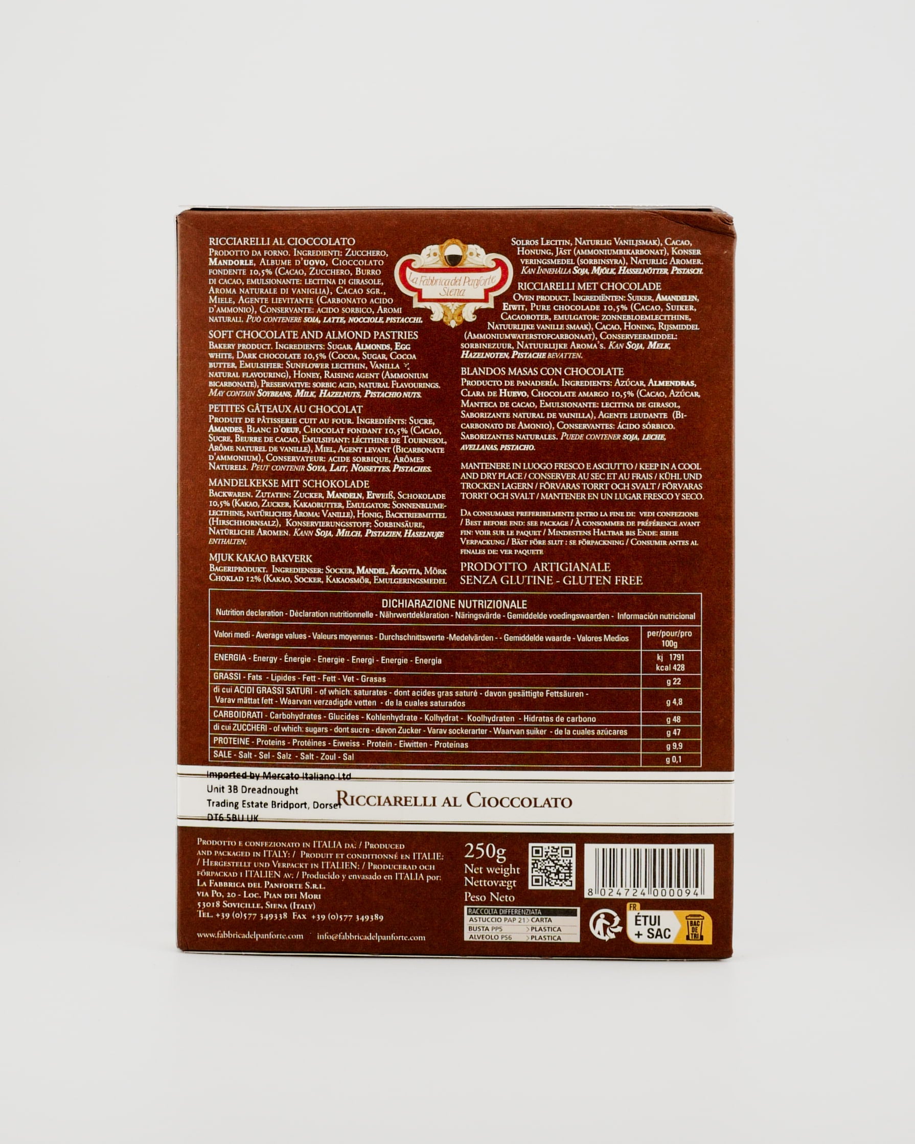 Riccairelli Chocolate on a white bacground Back