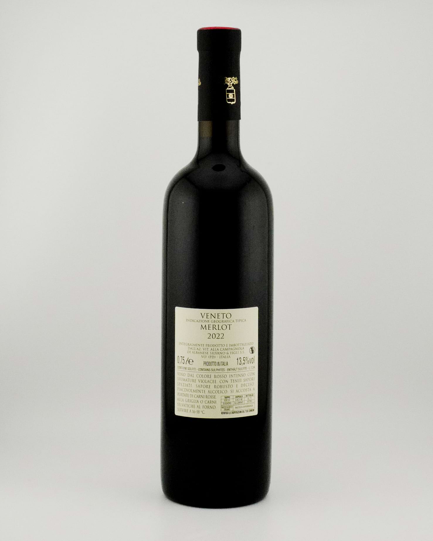 Wine bottle with a label on a white background