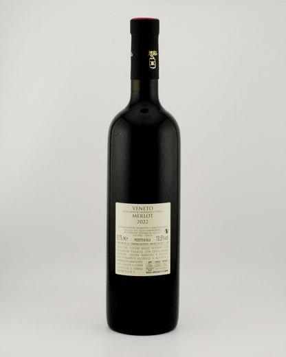Wine bottle with a label on a white background