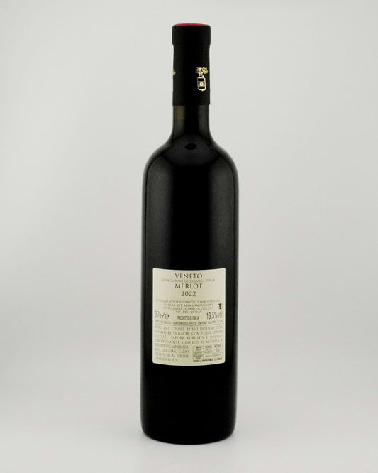 Wine bottle with a label on a white background